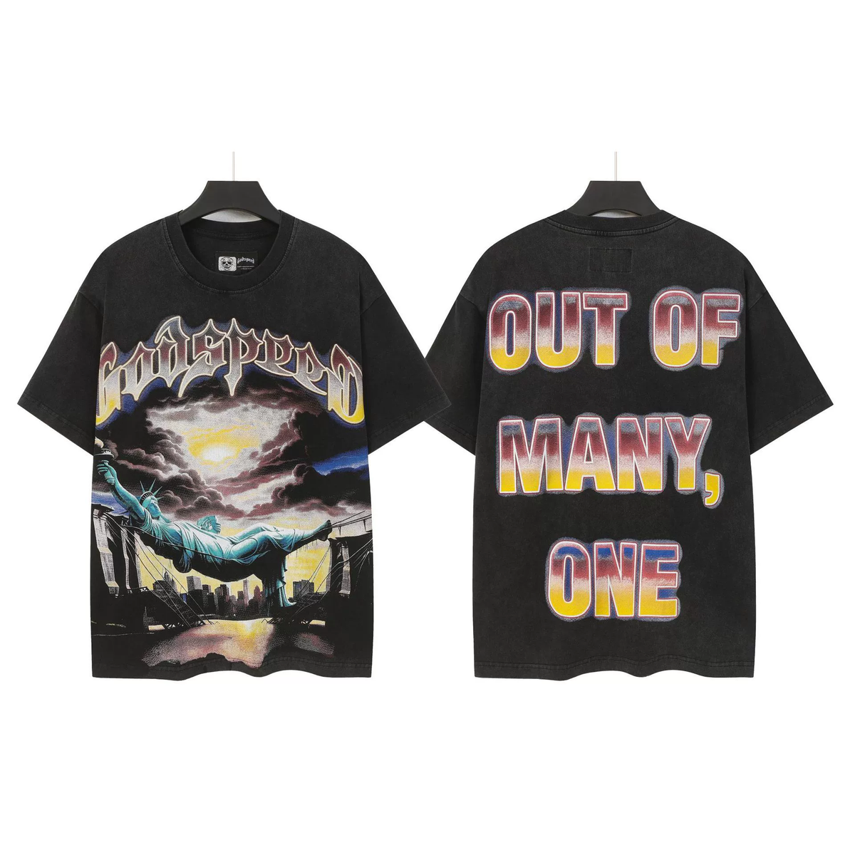 Mtnshop Fashion God Style Hip-Hop West Coast Graffiti Unisex Loose High-Definition Print Cotton T-Shirt