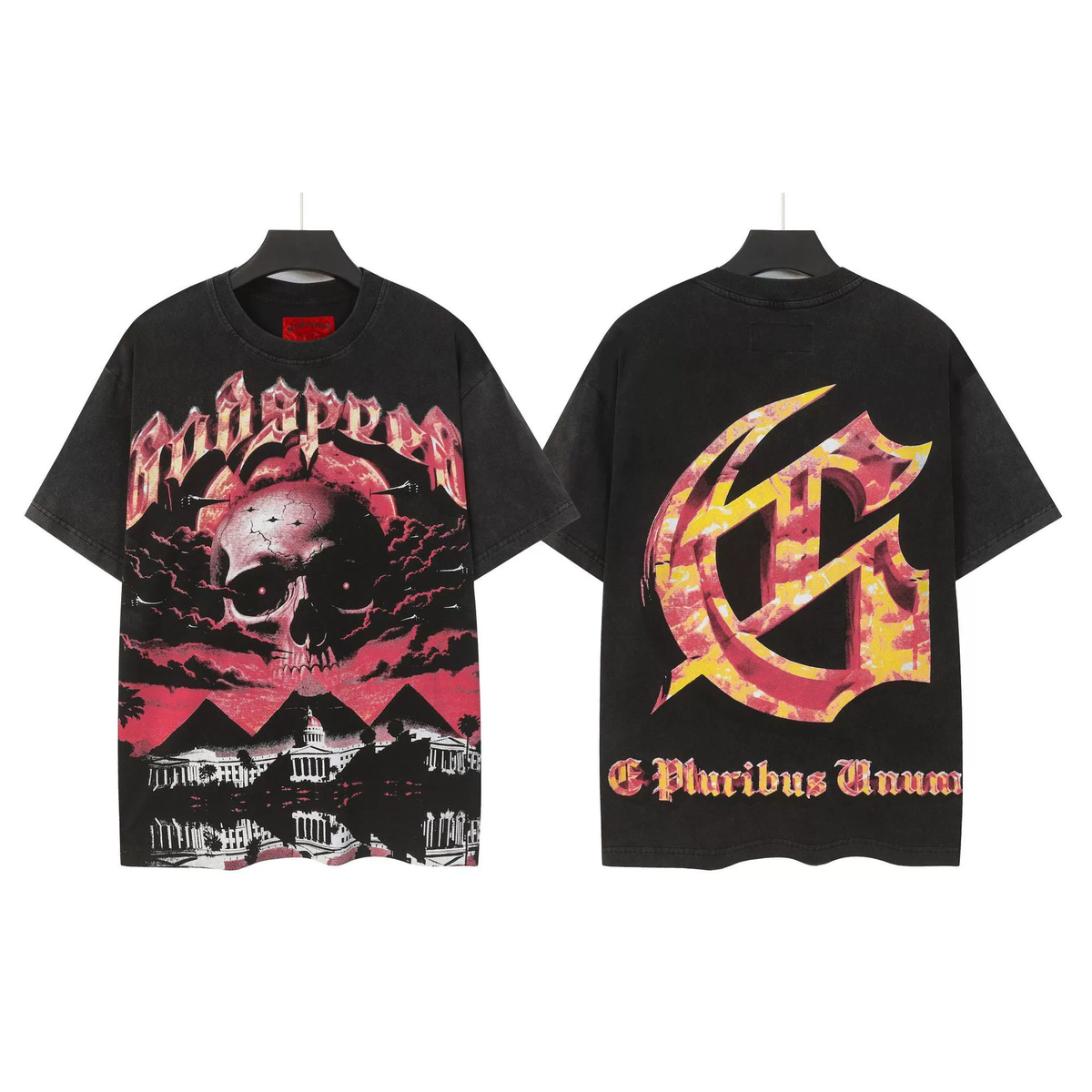 Mtnshop Fashion God Style Hip-Hop West Coast Graffiti Unisex Loose High-Definition Print Cotton T-Shirt