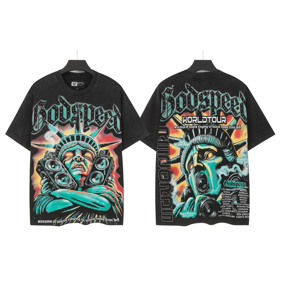 Mtnshop Fashion God Style Hip-Hop West Coast Graffiti Unisex Loose High-Definition Print Cotton T-Shirt