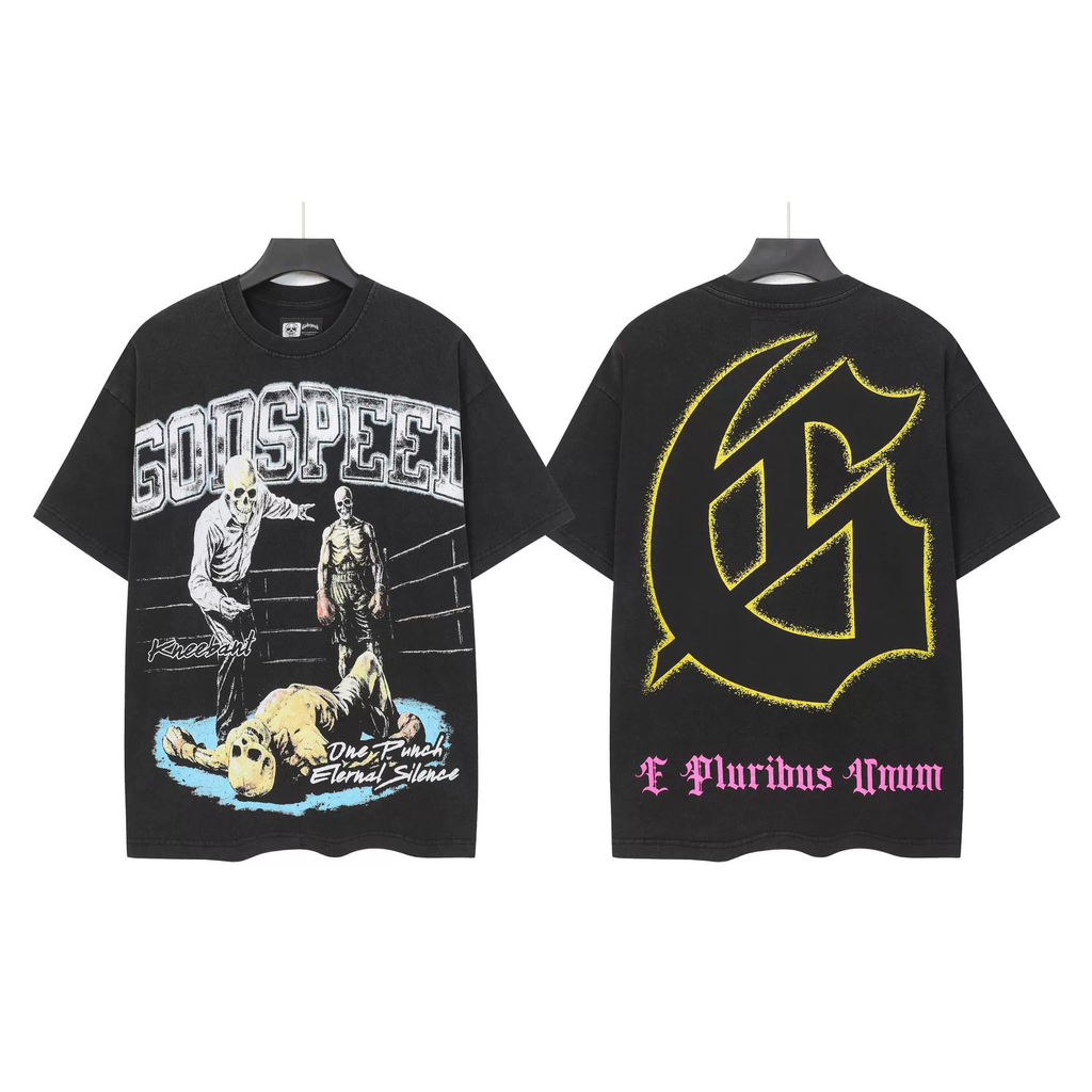 Mtnshop Fashion God Style Hip-Hop West Coast Graffiti Unisex Loose High-Definition Print Cotton T-Shirt