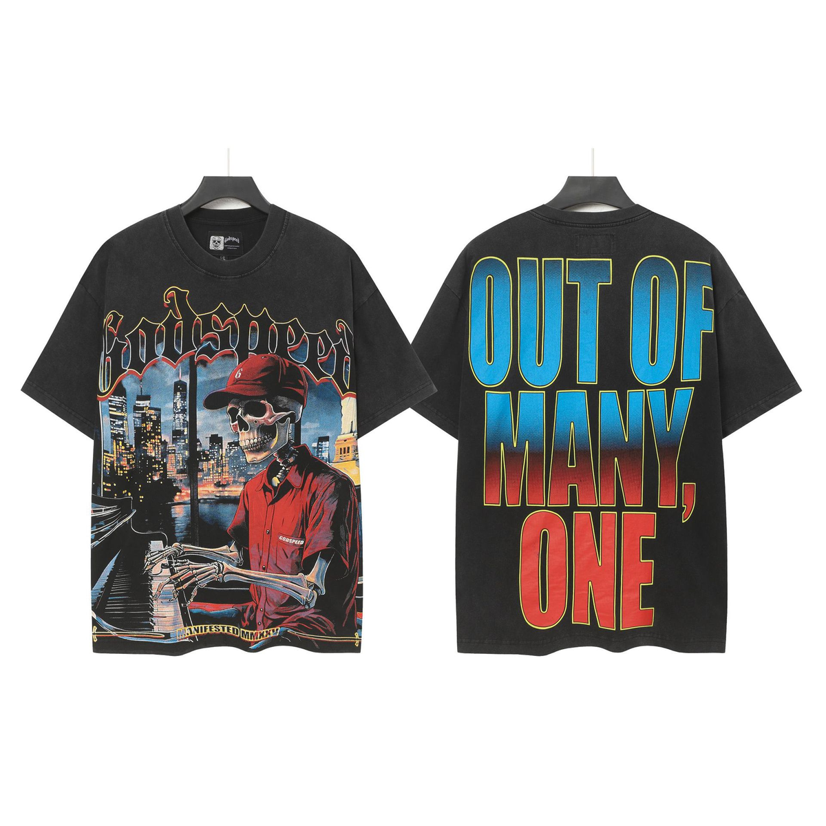 Mtnshop Fashion God Style Hip-Hop West Coast Graffiti Unisex Loose High-Definition Print Cotton T-Shirt